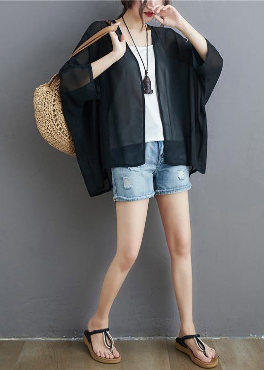 Diy Black Chiffon Box Top Bracelet Sleeved Midi Summer Tops