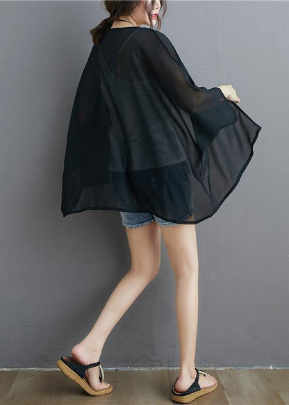 Diy Black Chiffon Box Top Bracelet Sleeved Midi Summer Tops