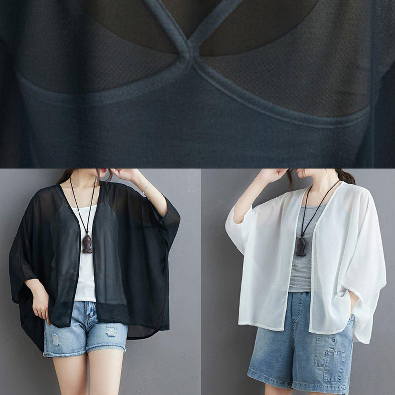 Diy Black Chiffon Box Top Bracelet Sleeved Midi Summer Tops