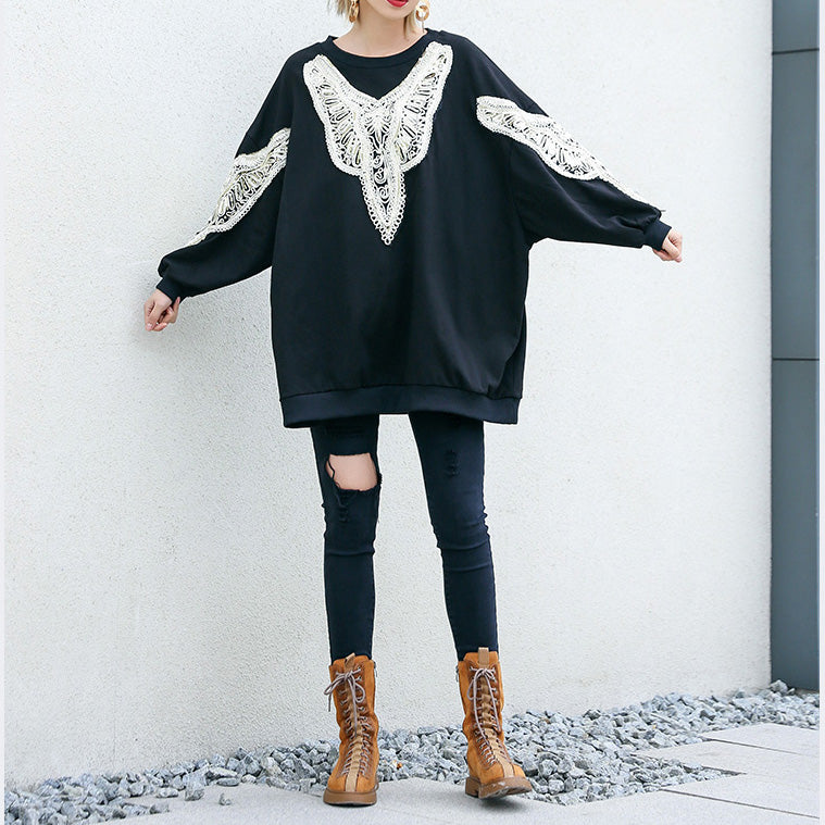 Diy Black Cotton Tunic Fine Inspiration O Neck Embroidery Clothing Shirt