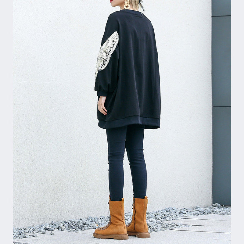 Diy Black Cotton Tunic Fine Inspiration O Neck Embroidery Clothing Shirt