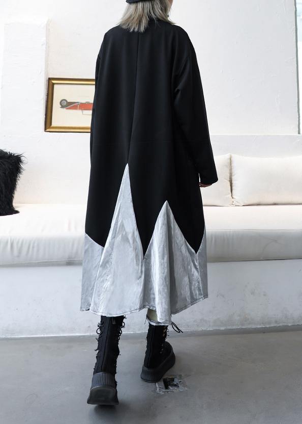 Diy Black Cotton Quilting Clothes Patchwork High Neck Maxi Dress