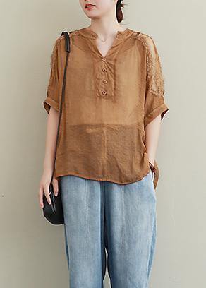 Diy Black Lace Shirts V Neck Clothing Blouse