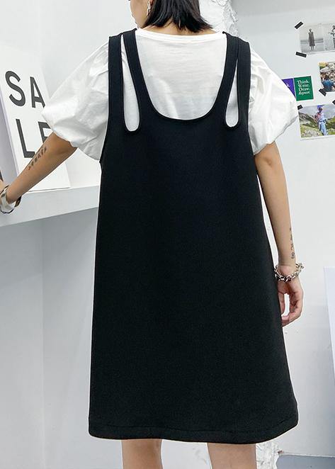 Diy Black Print Clothes Spaghetti Strap Loose Dresses