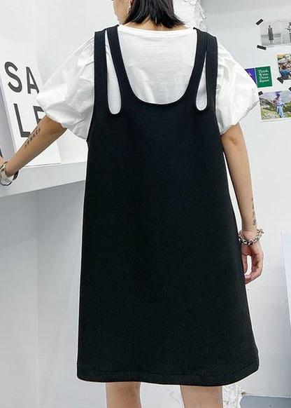 Diy Black Print Clothes Spaghetti Strap Loose Dresses