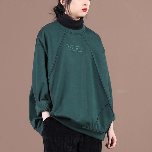 Diy Blackish Green Clothes for O Neck Embroidery Tunic Spring Tops