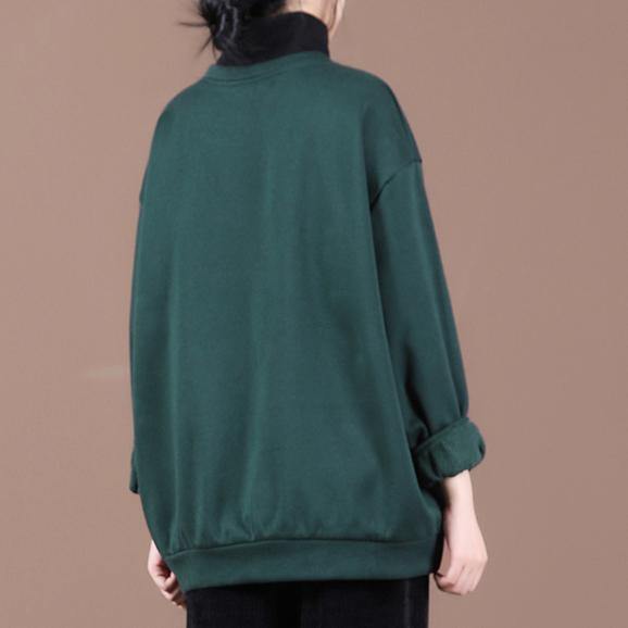 Diy Blackish Green Clothes for O Neck Embroidery Tunic Spring Tops