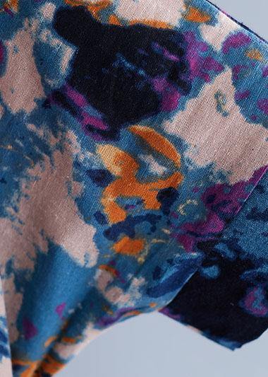 Diy Blue Prints Linen Long Shirts O Neck Love Summer Dresses
