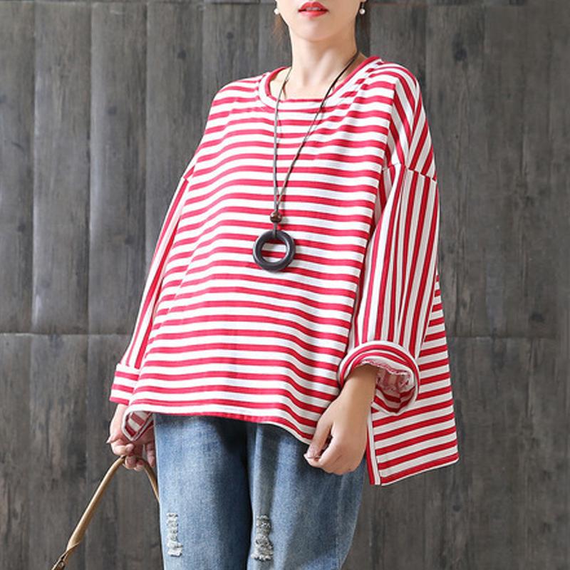 Diy Cotton Clothes Omychic New Loose Stripe Cotton T-shirt
