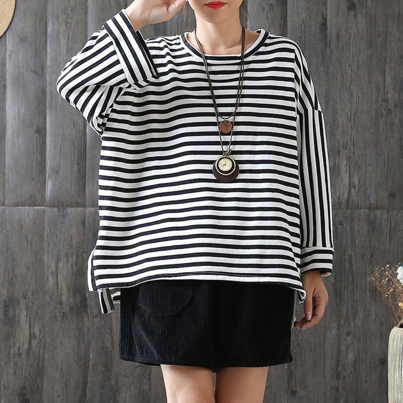Diy Cotton Clothes Omychic New Loose Stripe Cotton T-shirt