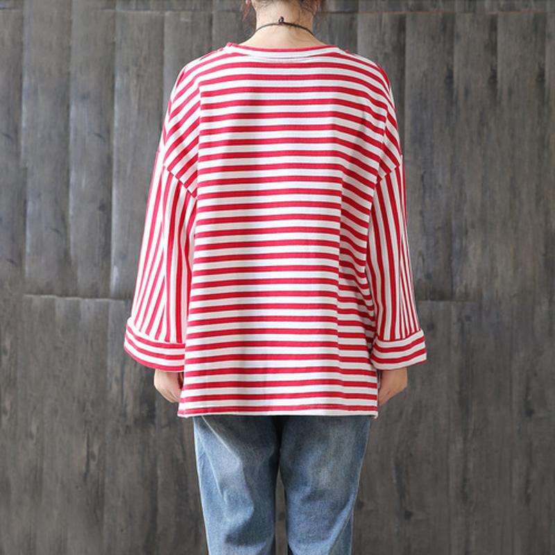 Diy Cotton Clothes Omychic New Loose Stripe Cotton T-shirt