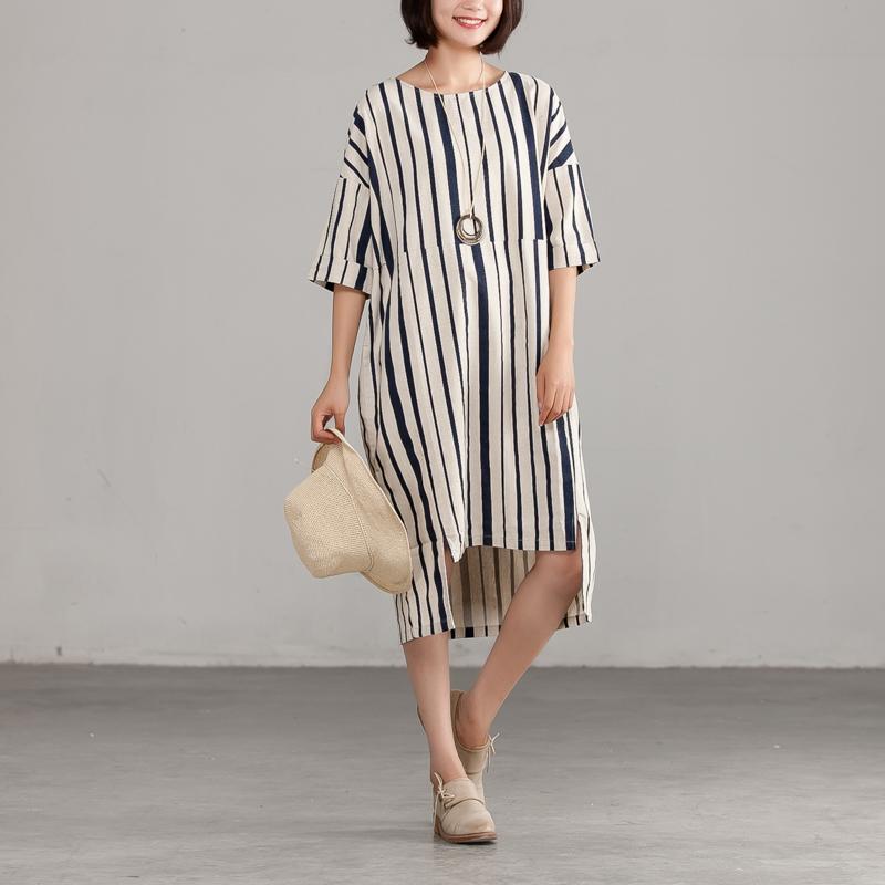 Diy Chiffon Clothes for Round Neck Chiffon Stripe Loose Dress