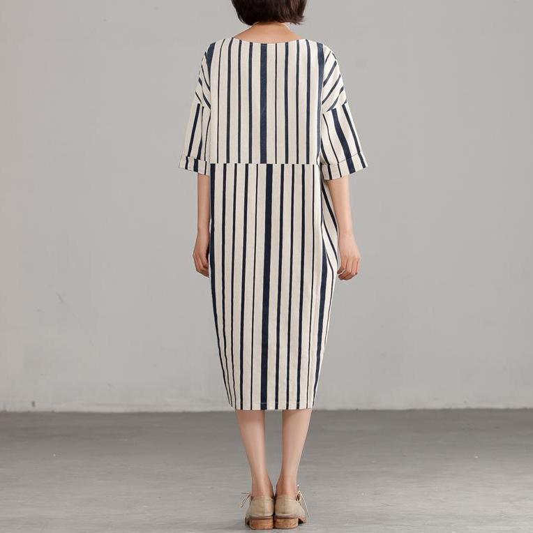 Diy Chiffon Clothes for Round Neck Chiffon Stripe Loose Dress