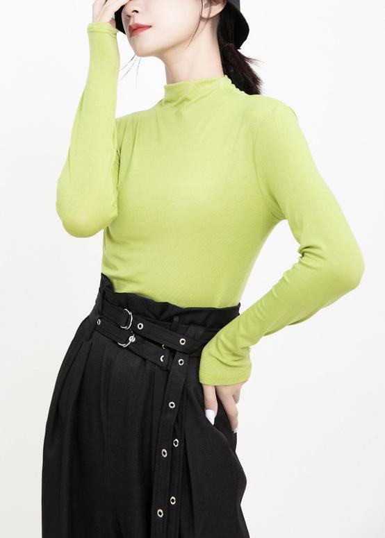 DIY elastic cotton high neck Blouse Inspiration green tops