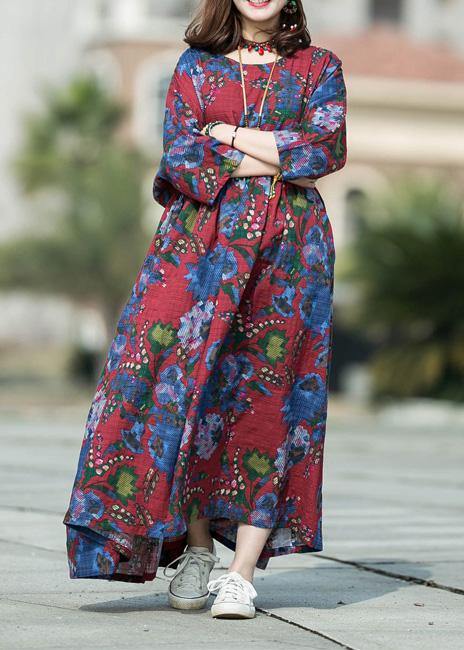 Diy Cotton Linen Robes O Neck Baggy Cotton Spring Dresses