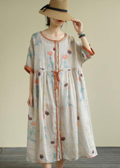 Diy Chiffon Long Shirts O Neck Drawstring Robe Summer Dresses