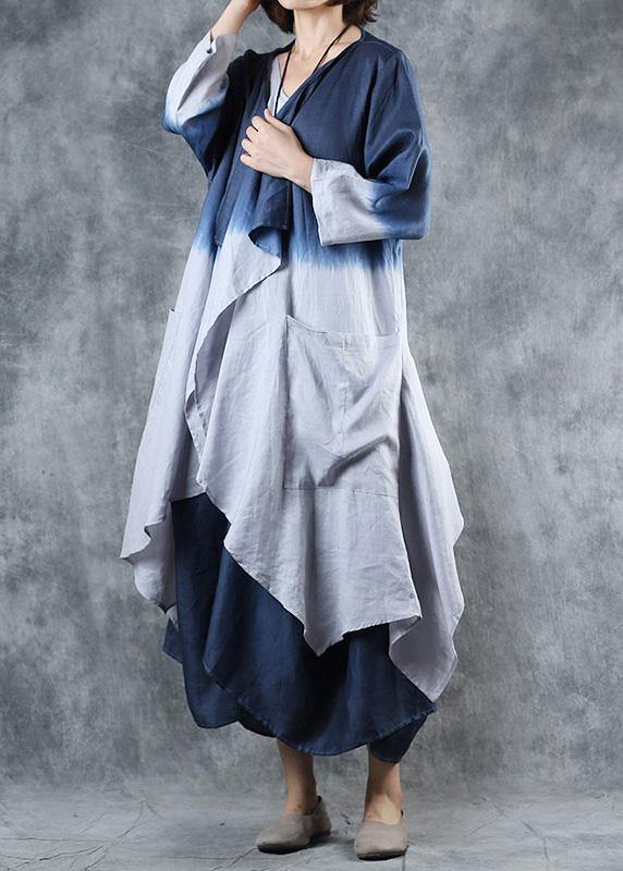 Diy Gray Blue Gradient Color Fine Outfit Fabrics Fall Asymmetric Coats