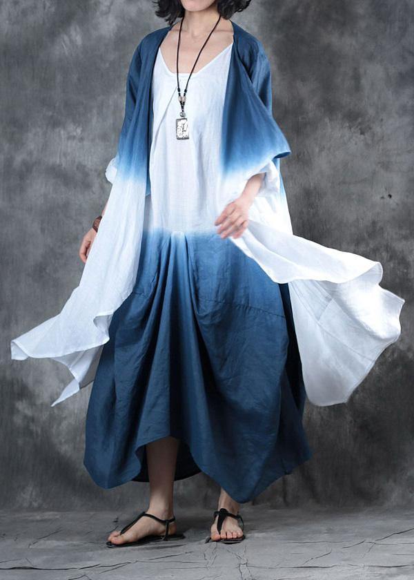 Diy Gray Blue Gradient Color Fine Outfit Fabrics Fall Asymmetric Coats