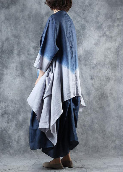 Diy Gray Blue Gradient Color Fine Outfit Fabrics Fall Asymmetric Coats