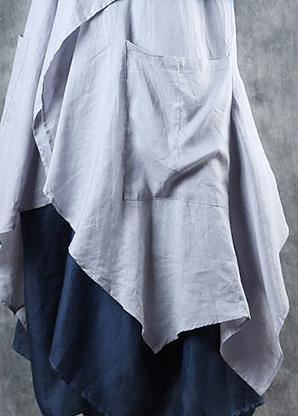 Diy Gray Blue Gradient Color Fine Outfit Fabrics Fall Asymmetric Coats