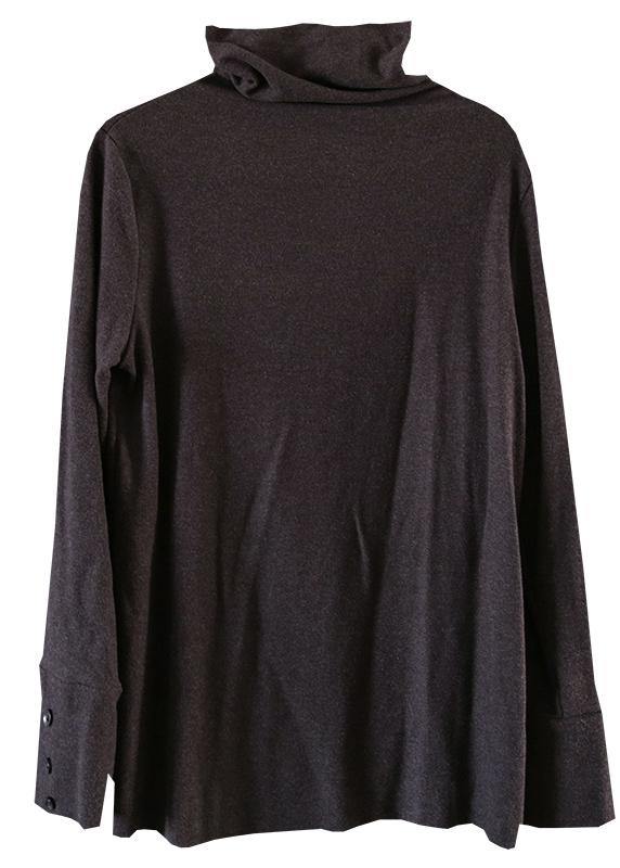 Diy High Neck Long Sleeve Tops Blouses Design Black Tops