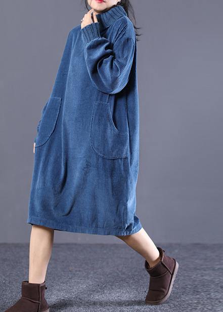 Diy High Neck Pockets Spring Outfit Design Blue Traveling Dresses