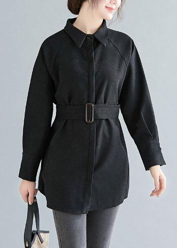 DIY lapel Button cotton spring Blouse Fashion Ideas black shirts