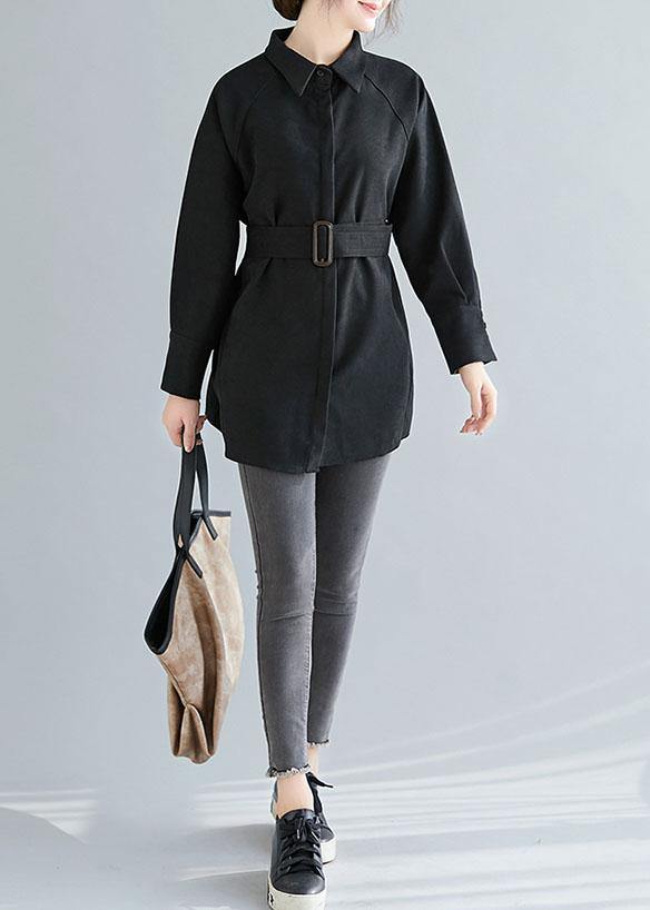 DIY lapel Button cotton spring Blouse Fashion Ideas black shirts