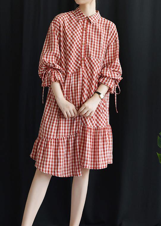 Diy Lapel Asymmetric Cotton Dresses Ideas Red Plaid Dress Fall
