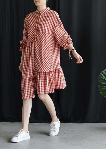 Diy Lapel Asymmetric Cotton Dresses Ideas Red Plaid Dress Fall