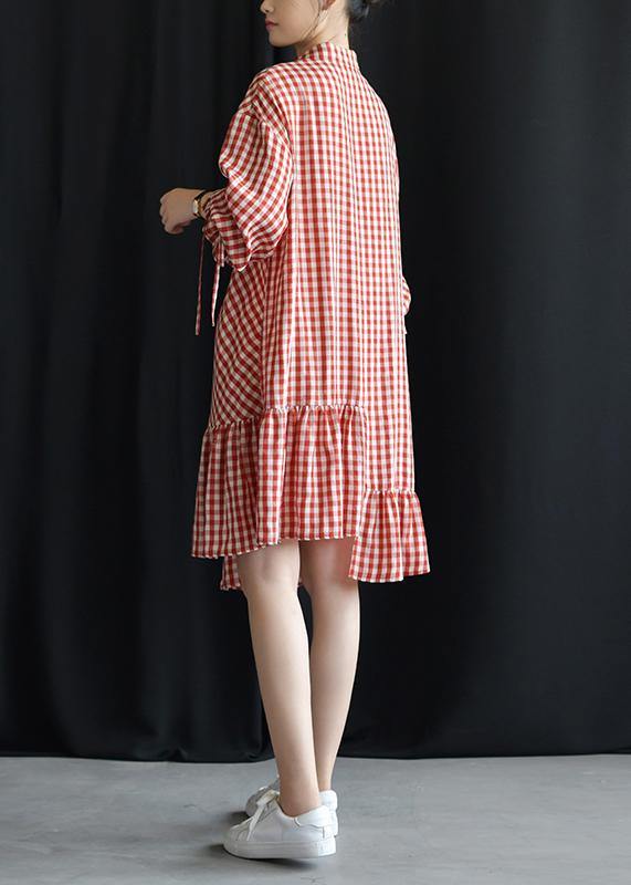 Diy Lapel Asymmetric Cotton Dresses Ideas Red Plaid Dress Fall