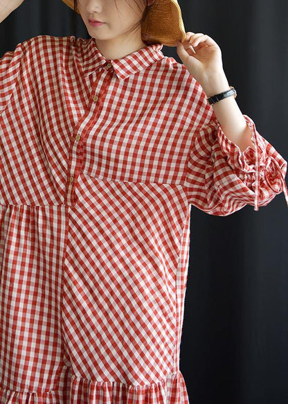 Diy Lapel Asymmetric Cotton Dresses Ideas Red Plaid Dress Fall