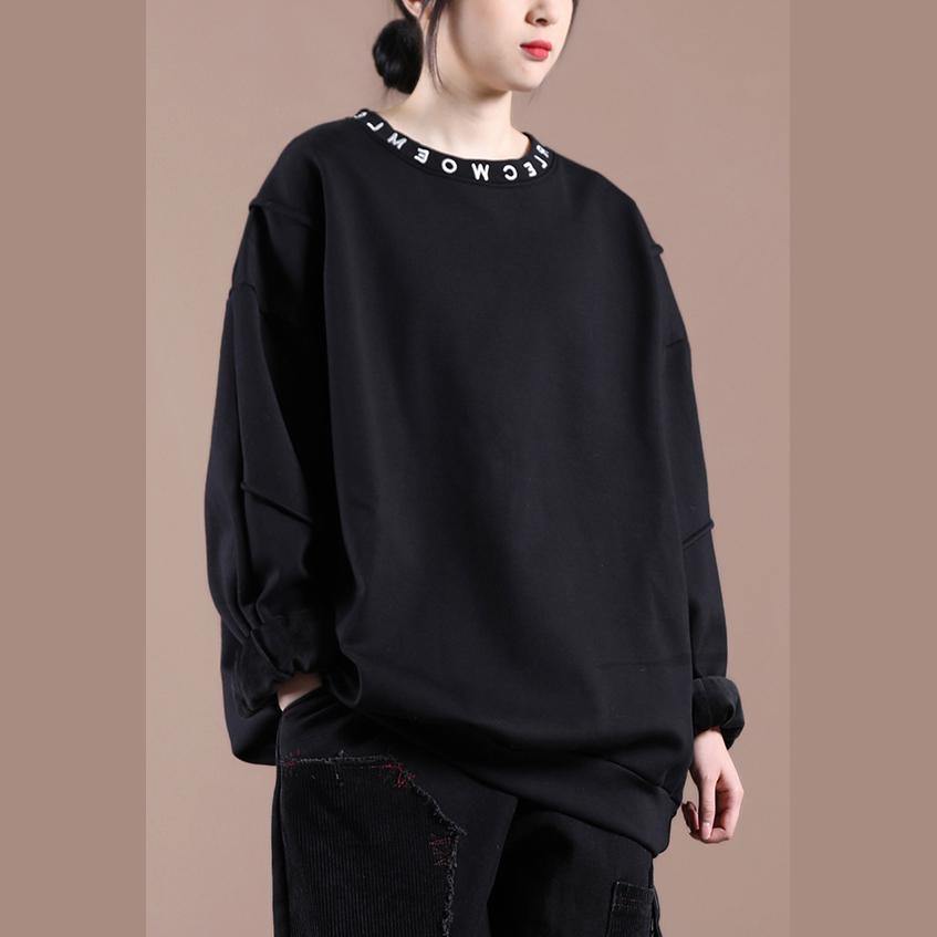 DIY o neck Letter clothes For Women Fabrics black embroidery blouses