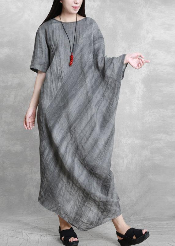 Diy O Neck Asymmetric Dresses Tunic Tops Gray Maxi Dresses