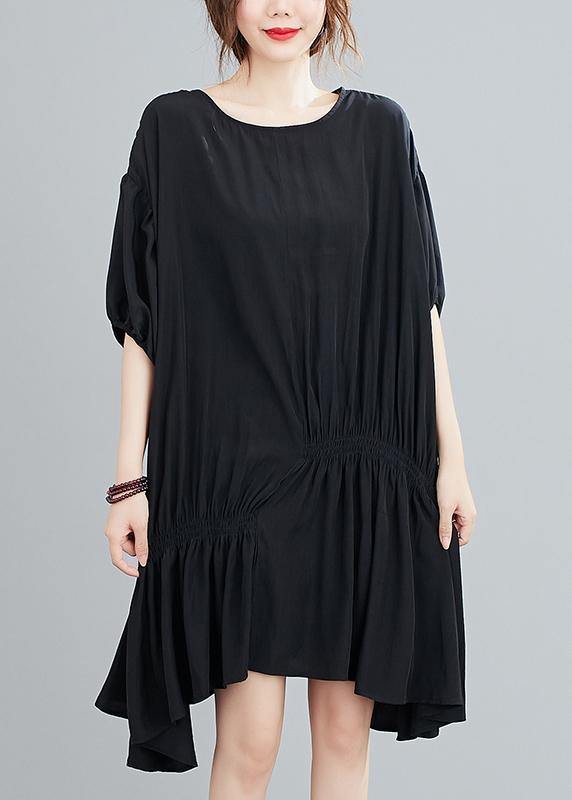 Diy O Neck Asymmetric Summer Dress for Black Dress