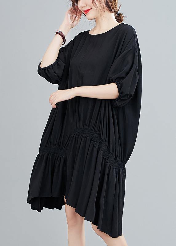 Diy O Neck Asymmetric Summer Dress for Black Dress
