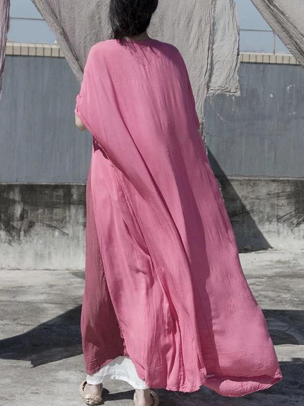 Diy O Neck Baggy Cotton Dress Pattern Pink Dress