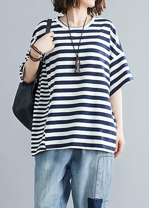 Diy O Neck Crane Tops Tutorials Navy Striped Blouse
