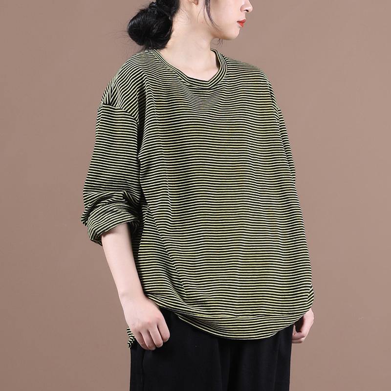 Diy O Neck Fall Blouse Wardrobes Yellow Striped Blouses