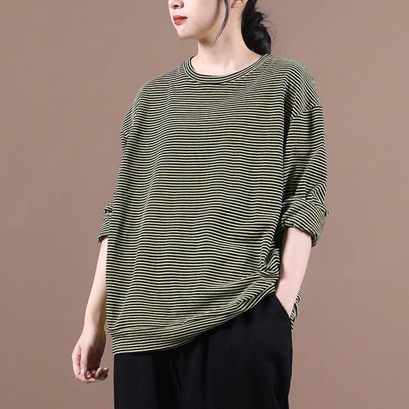 DIY o neck fall Blouse Wardrobes yellow striped blouses