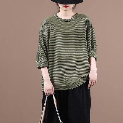 DIY o neck fall Blouse Wardrobes yellow striped blouses