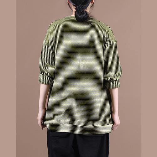 DIY o neck fall Blouse Wardrobes yellow striped blouses