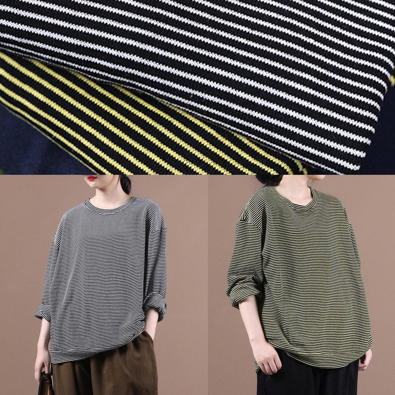 Diy O Neck Fall Blouse Wardrobes Yellow Striped Blouses
