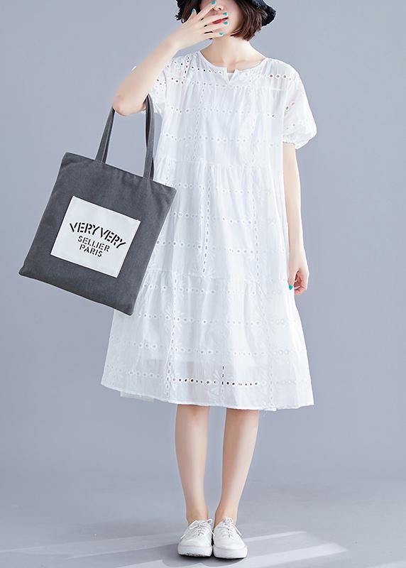 Diy O Neck Hollow Out Cotton Dress Tutorials White Dress Summer