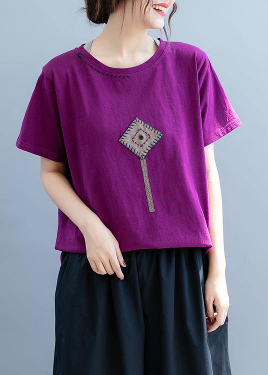 Diy O Neck Patchwork Clothes for Christmas Gifts Purple Shirt