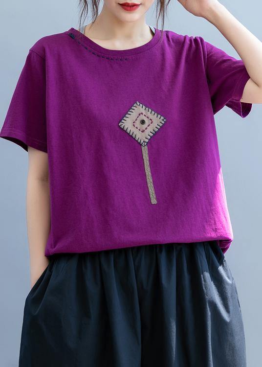 Diy O Neck Patchwork Clothes for Christmas Gifts Purple Shirt