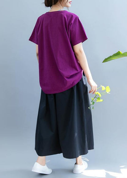 Diy O Neck Patchwork Clothes for Christmas Gifts Purple Shirt