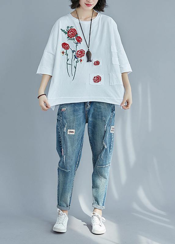 Diy O Neck Patchwork Cotton Clothes Stylish Photography White Cotton Blouses Summer