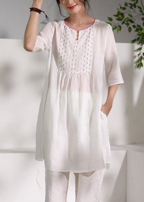 Diy O Neck Cinched Linen Blouse Photography White Blouses