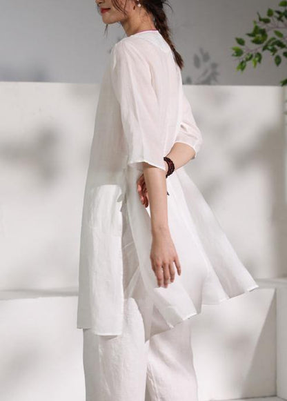 Diy O Neck Cinched Linen Blouse Photography White Blouses